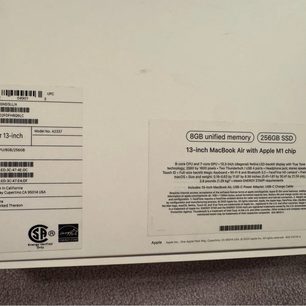 Apple MacBook Air Box with Brown Text